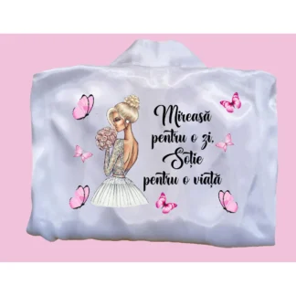 Halat mireasă cu fluturi roz