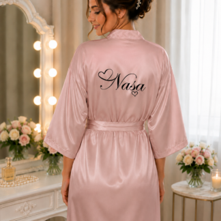 Halat personalizat Nasa roz pudra din satin