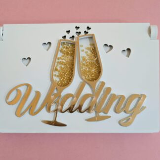 Cutie pentru verighete din lemn „Wedding” – Model Pahare de Șampanie
