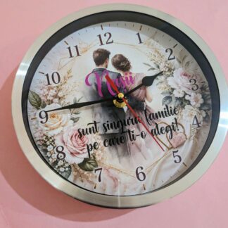 Ceas personalizat pentru nasi cu mesaj elegant si design floral